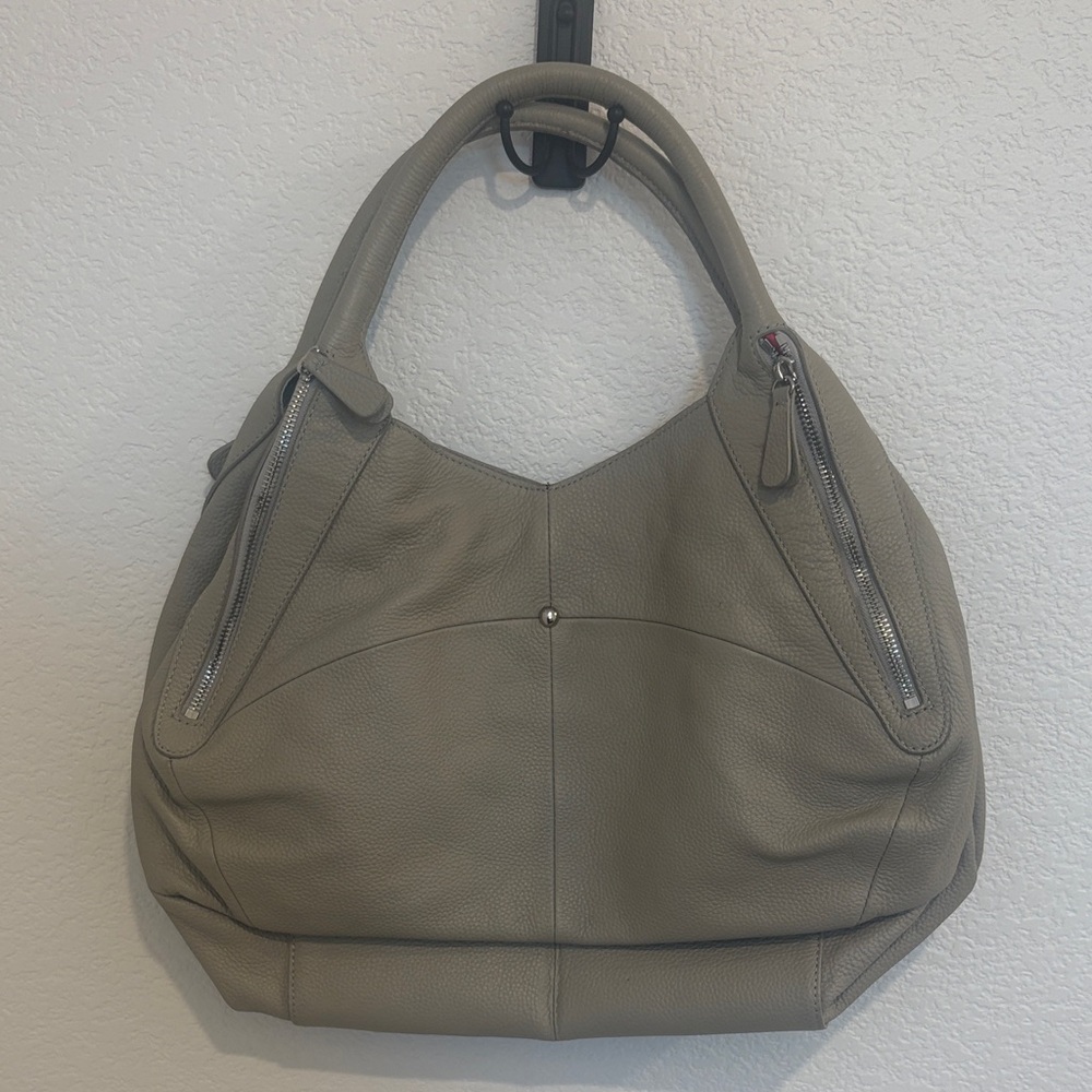 Charles Jourdan Gray Leather Hobo Bag